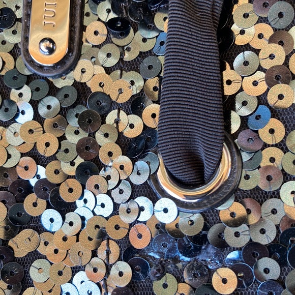 Juicy Couture Blk Velvet with Greenish Blue Iridescent Sequins & Blk Bow Clutch - Picture 15 of 16